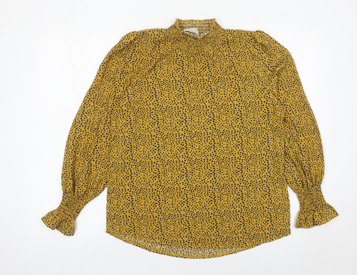Stella Morgan Womens Yellow Animal Print Tunic Blouse Size 10