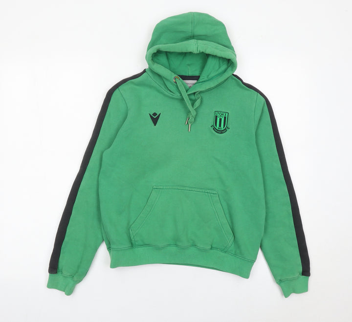 Macron Boys XS Green Pullover Hoodie Stoke City Football Logo
