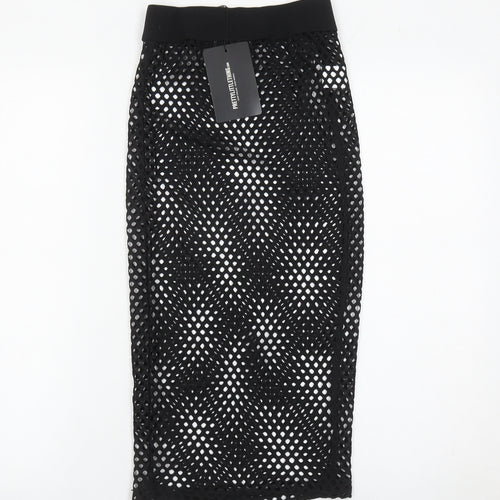 PrettyLittleThing Women’s Black Mesh Midi Pencil Skirt Size 8
