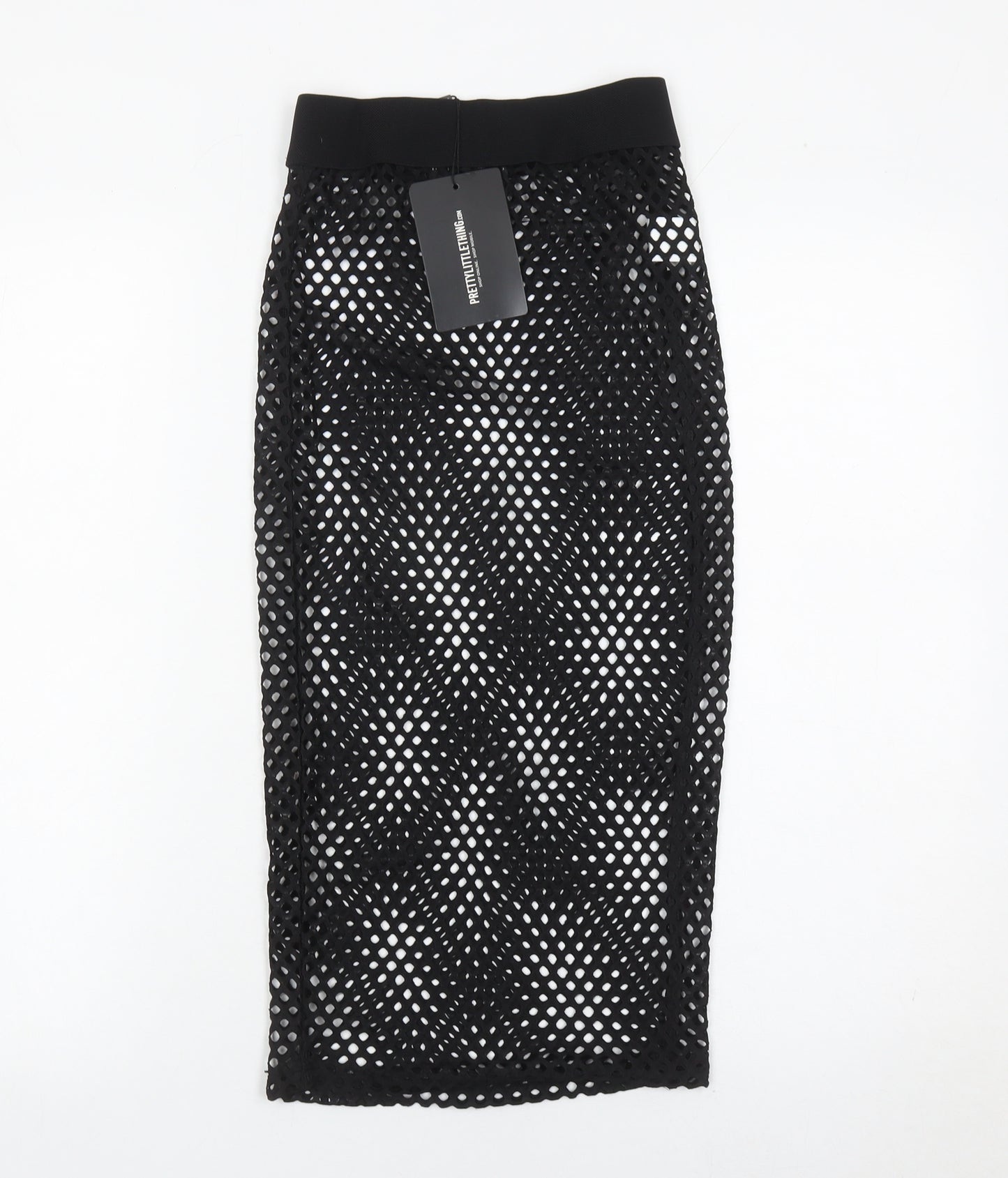 PrettyLittleThing Women’s Black Mesh Midi Pencil Skirt Size 8