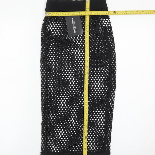 PrettyLittleThing Women’s Black Mesh Midi Pencil Skirt Size 8