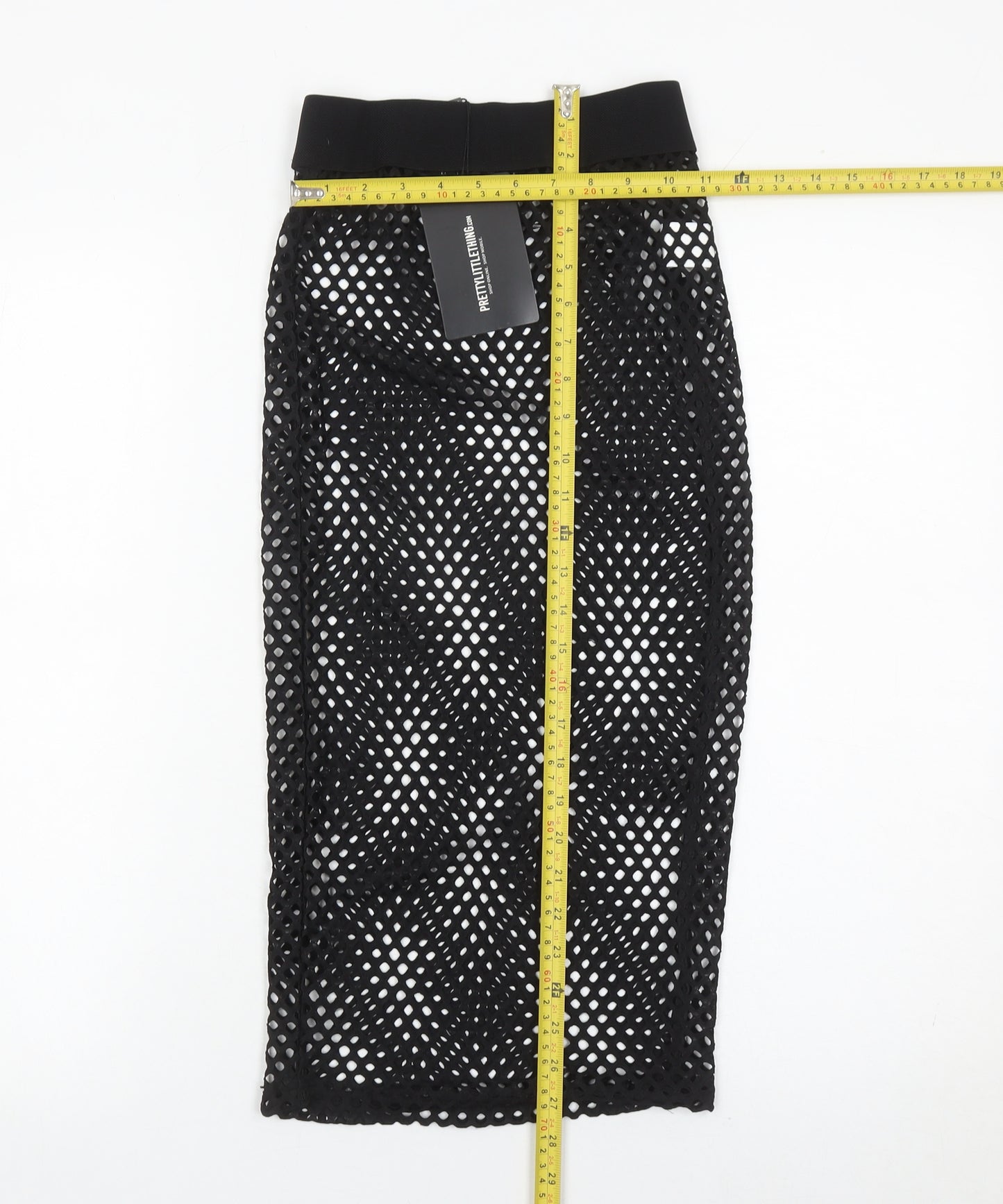 PrettyLittleThing Women’s Black Mesh Midi Pencil Skirt Size 8