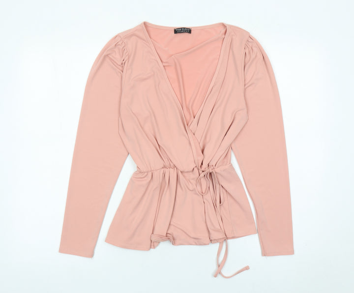 Pink Clove Women’s Pink Wrap Blouse UK 16 Long Sleeve V-Neck