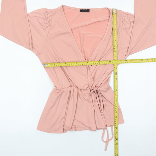 Pink Clove Women’s Pink Wrap Blouse UK 16 Long Sleeve V-Neck