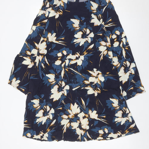 Wrap London Women’s Blue Floral Shift Dress UK 10 Knee Length