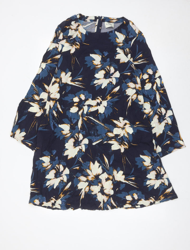 Wrap London Women’s Blue Floral Shift Dress UK 10 Knee Length