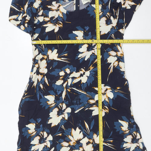 Wrap London Women’s Blue Floral Shift Dress UK 10 Knee Length