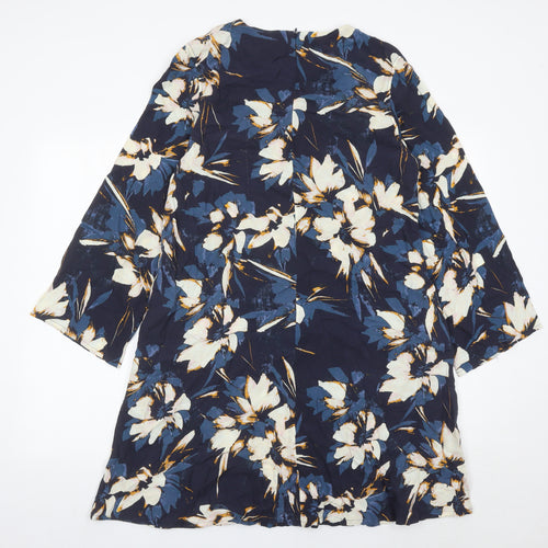 Wrap London Women’s Blue Floral Shift Dress UK 10 Knee Length