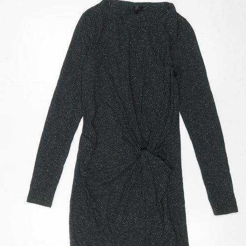 Topshop Women Black Size 8 Bodycon Knot Dress Long Sleeve