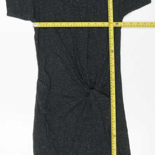 Topshop Women Black Size 8 Bodycon Knot Dress Long Sleeve