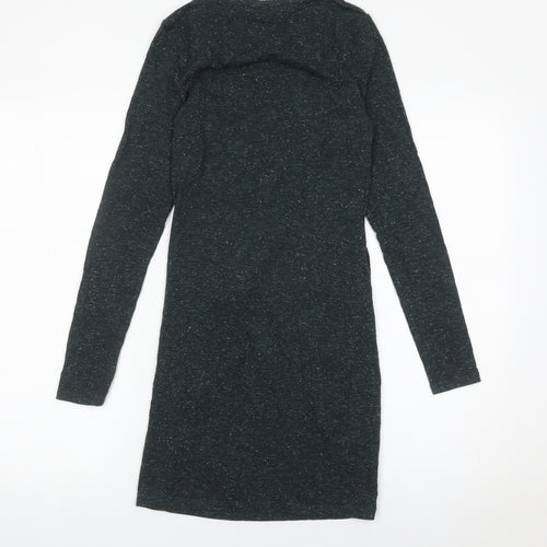 Topshop Women Black Size 8 Bodycon Knot Dress Long Sleeve