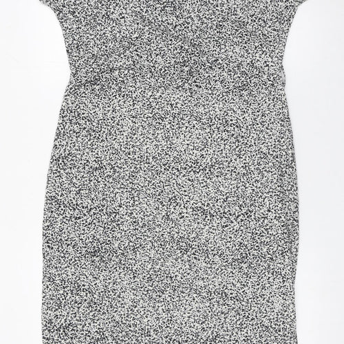 Garcia Womens Black White Sheath Dress Size L V-Neck Stretch Work