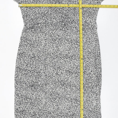 Garcia Womens Black White Sheath Dress Size L V-Neck Stretch Work