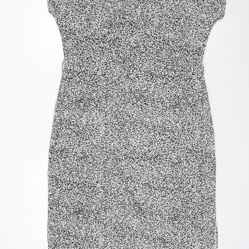 Garcia Womens Black White Sheath Dress Size L V-Neck Stretch Work