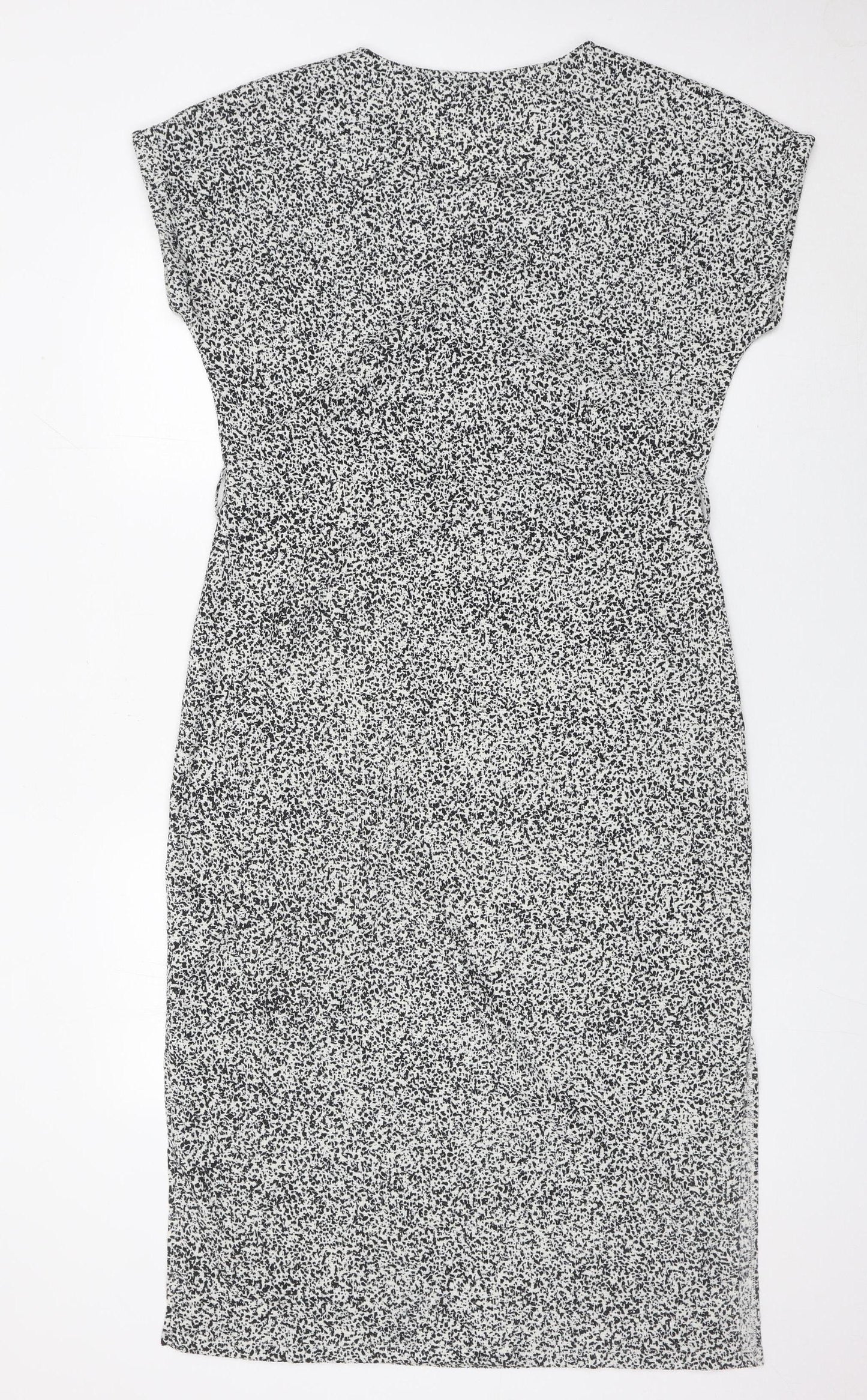 Garcia Womens Black White Sheath Dress Size L V-Neck Stretch Work