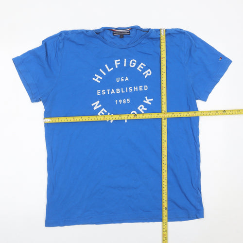 Tommy Hilfiger Men's Blue Graphic Print Cotton T-Shirt Size L