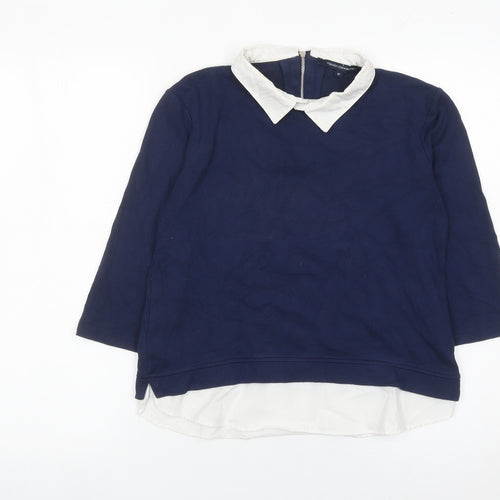French Connection Women’s Blue Collared Zip Back Pullover Sweatshirt M