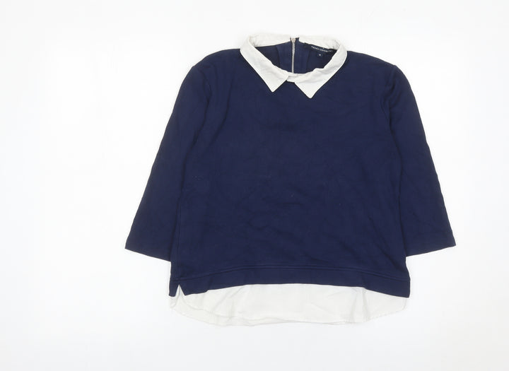 French Connection Women’s Blue Collared Zip Back Pullover Sweatshirt M