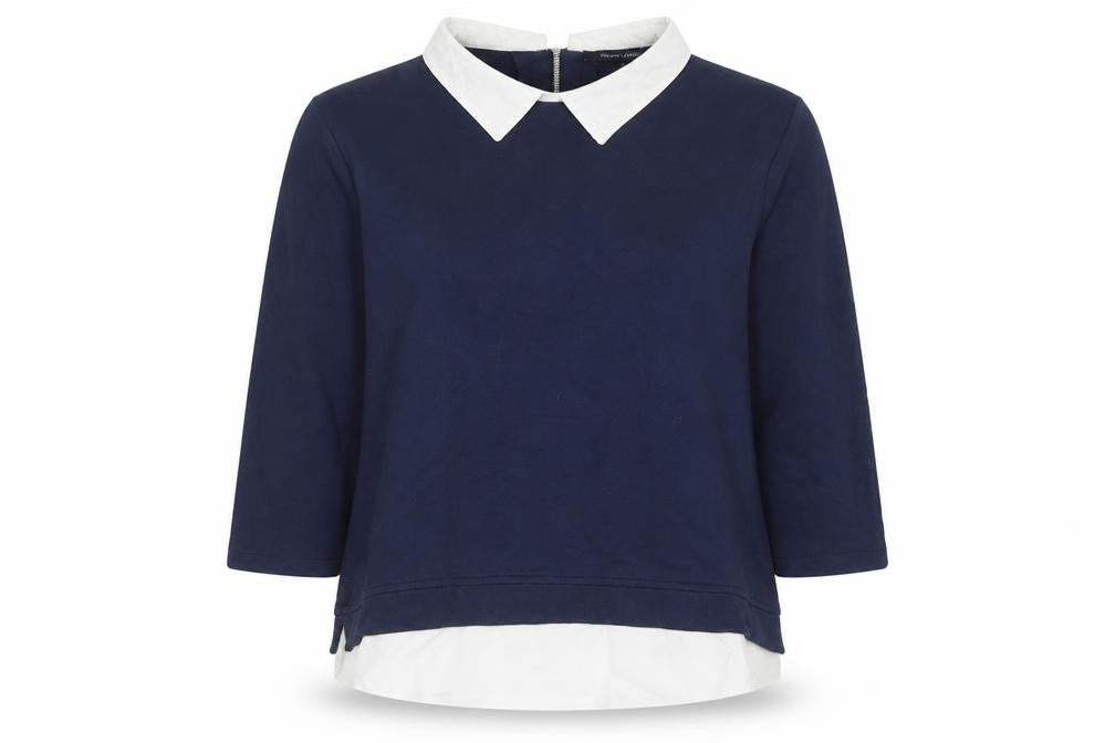 Front view of French Connection Women’s Blue Collared Zip Back Pullover Sweatshirt M