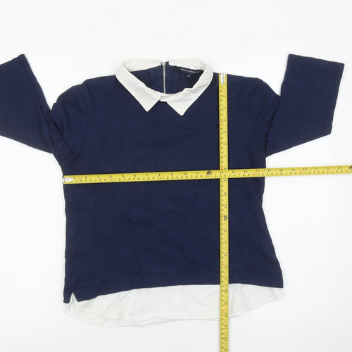 French Connection Women’s Blue Collared Zip Back Pullover Sweatshirt M