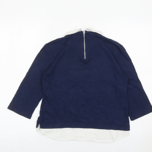 French Connection Women’s Blue Collared Zip Back Pullover Sweatshirt M