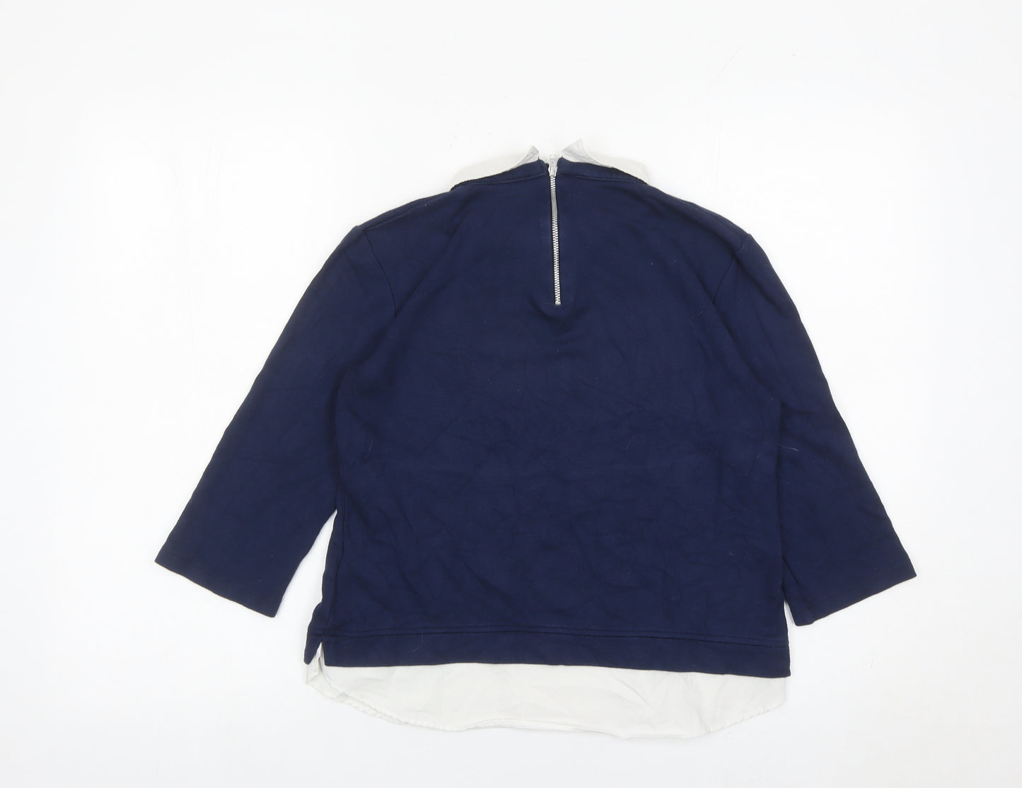 French Connection Women’s Blue Collared Zip Back Pullover Sweatshirt M