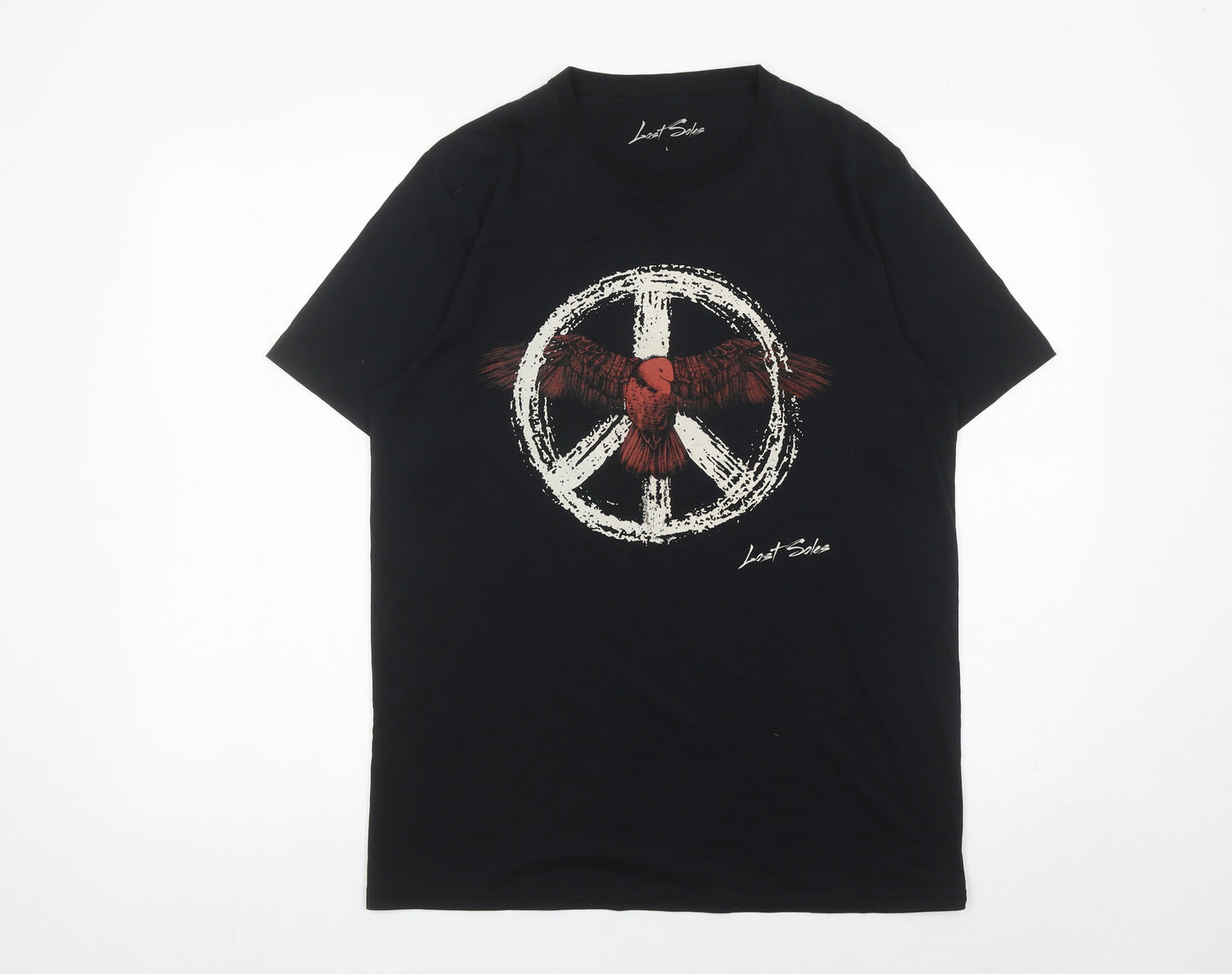 Lost Soles Men's Black L Crew Neck Graphic Print T-Shirt