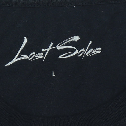 Lost Soles Men's Black L Crew Neck Graphic Print T-Shirt