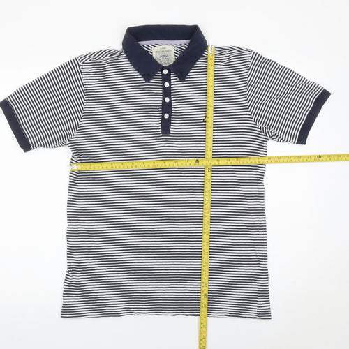 Brookhaven Men’s Blue Striped Cotton Polo Shirt Medium
