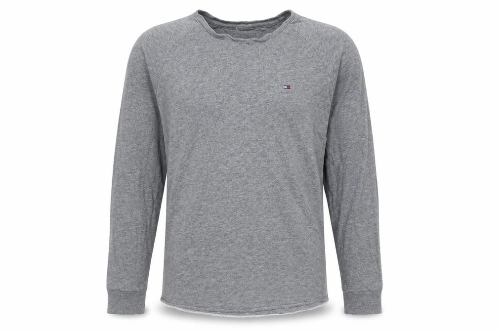Front view of Tommy Hilfiger Men’s Grey Pullover Sweatshirt, size M, Crew Neck
