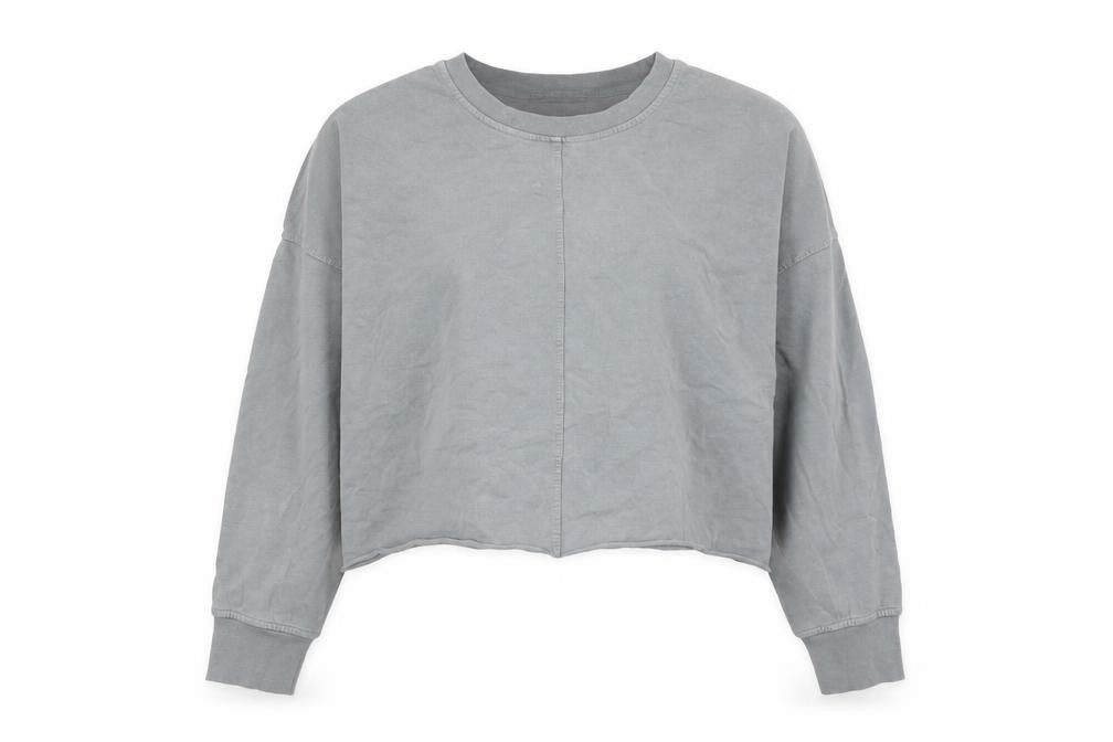 Front view of Oysho Sport Women’s Grey Pullover Sweatshirt, size S, Crew Neck