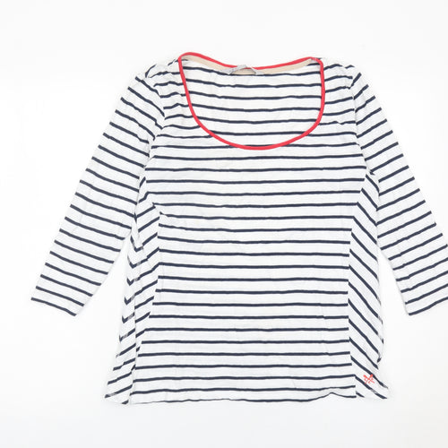 Crew Clothing Co. Women’s White Navy Stripe Cotton 3/4 Sleeve Top Size 14