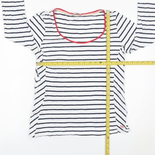 Crew Clothing Co. Women’s White Navy Stripe Cotton 3/4 Sleeve Top Size 14