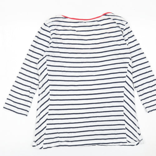 Crew Clothing Co. Women’s White Navy Stripe Cotton 3/4 Sleeve Top Size 14