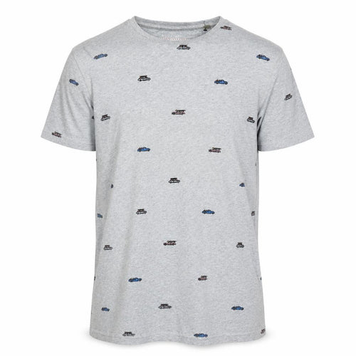 FatFace Men’s Grey Car Print Crew Neck Cotton T-Shirt Size S