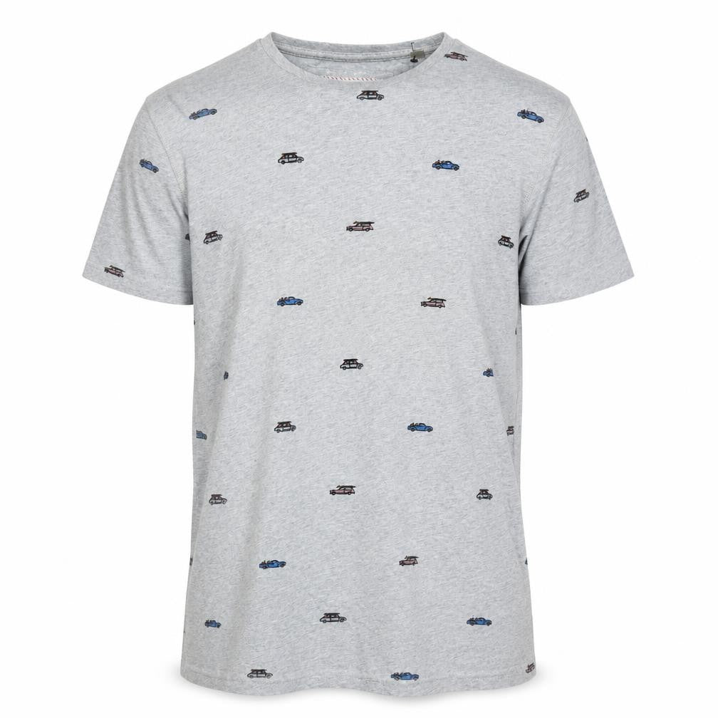 FatFace Men’s Grey Car Print Crew Neck Cotton T-Shirt Size S