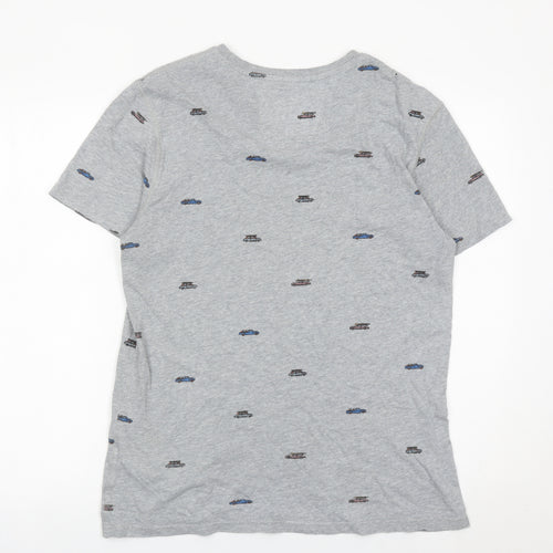 FatFace Men’s Grey Car Print Crew Neck Cotton T-Shirt Size S
