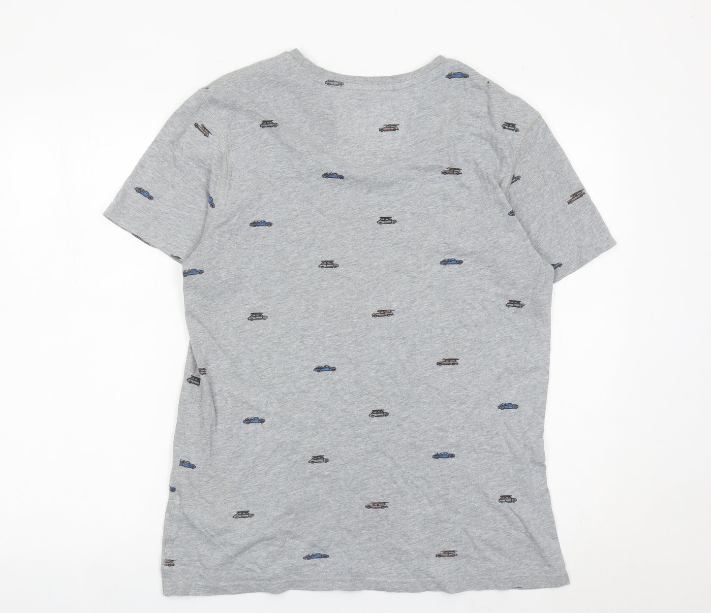 FatFace Men’s Grey Car Print Crew Neck Cotton T-Shirt Size S