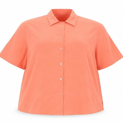 Damart Women’s Orange Short Sleeve Collared Button-Up Shirt Size 22