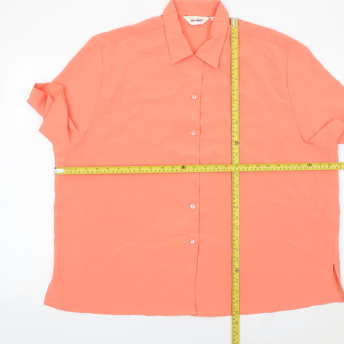 Damart Women’s Orange Short Sleeve Collared Button-Up Shirt Size 22
