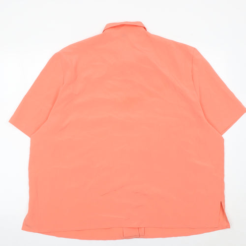 Damart Women’s Orange Short Sleeve Collared Button-Up Shirt Size 22