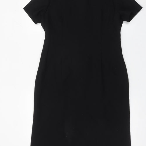 Canda Womens Black Wool Sheath Dress UK 14 Work Business Formal