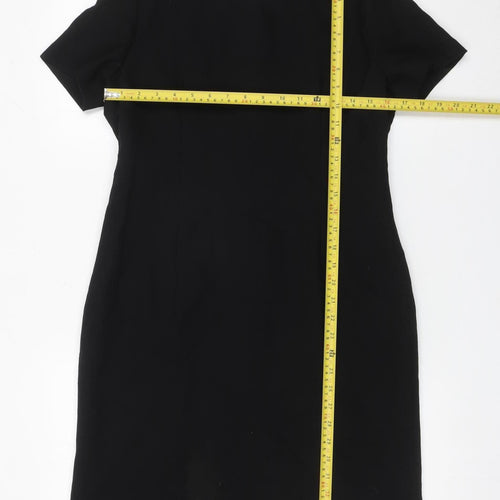 Canda Womens Black Wool Sheath Dress UK 14 Work Business Formal
