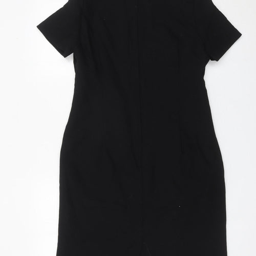 Canda Womens Black Wool Sheath Dress UK 14 Work Business Formal