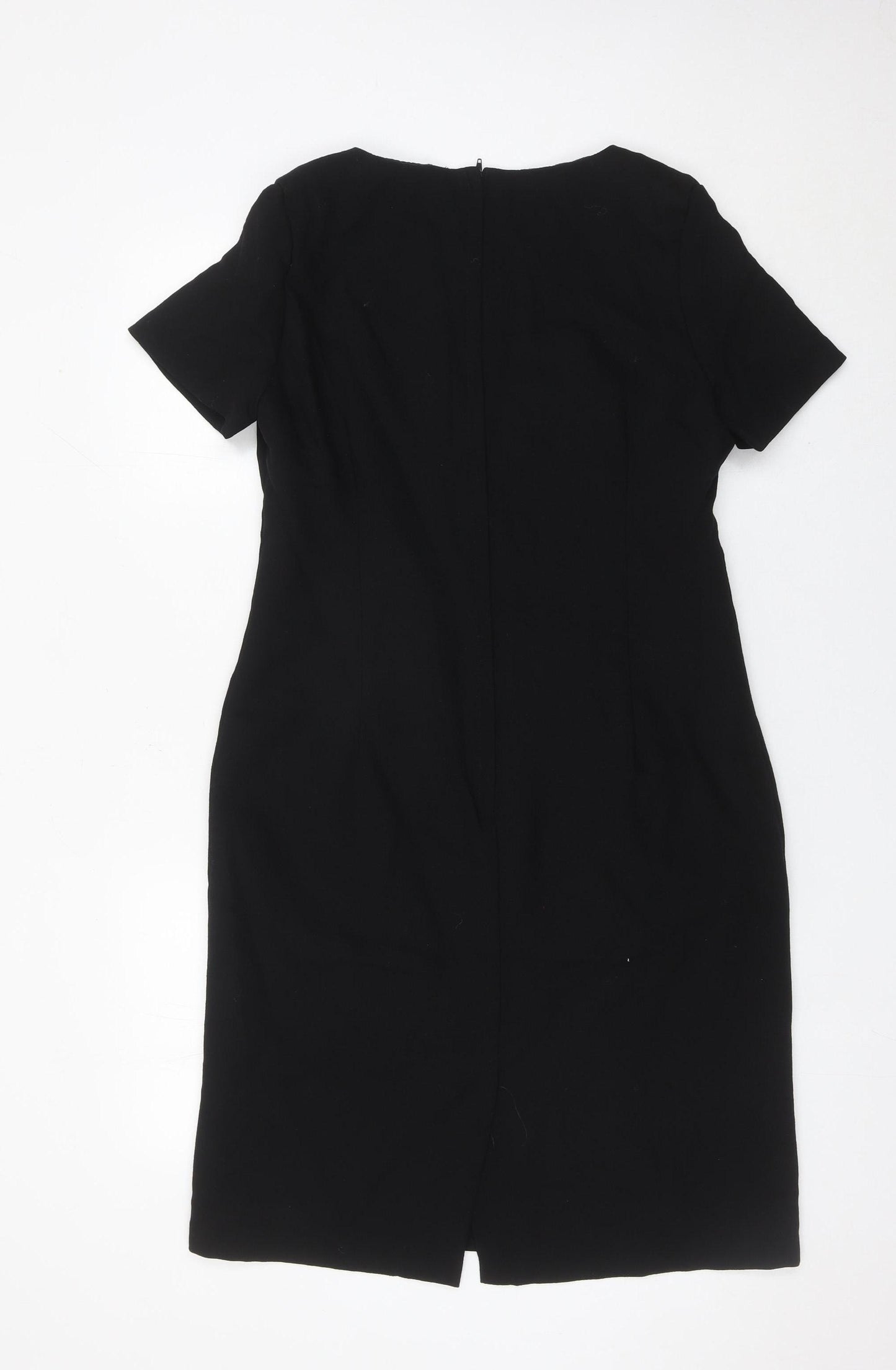 Canda Womens Black Wool Sheath Dress UK 14 Work Business Formal