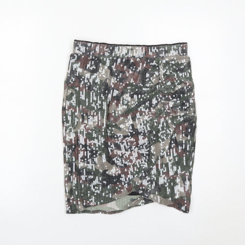 Hush Women’s Camouflage Sequin Pencil Skirt Size 10 Multicoloured Party