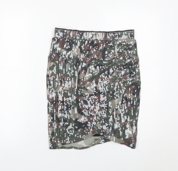 Hush Women’s Camouflage Sequin Pencil Skirt Size 10 Multicoloured Party