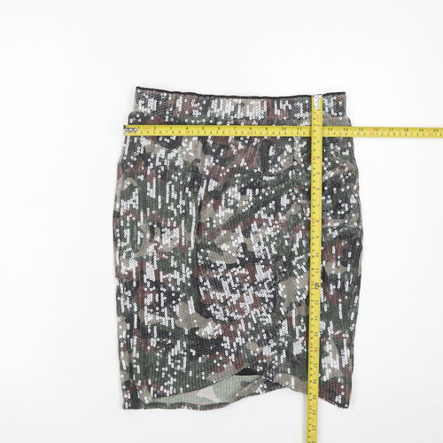 Hush Women’s Camouflage Sequin Pencil Skirt Size 10 Multicoloured Party