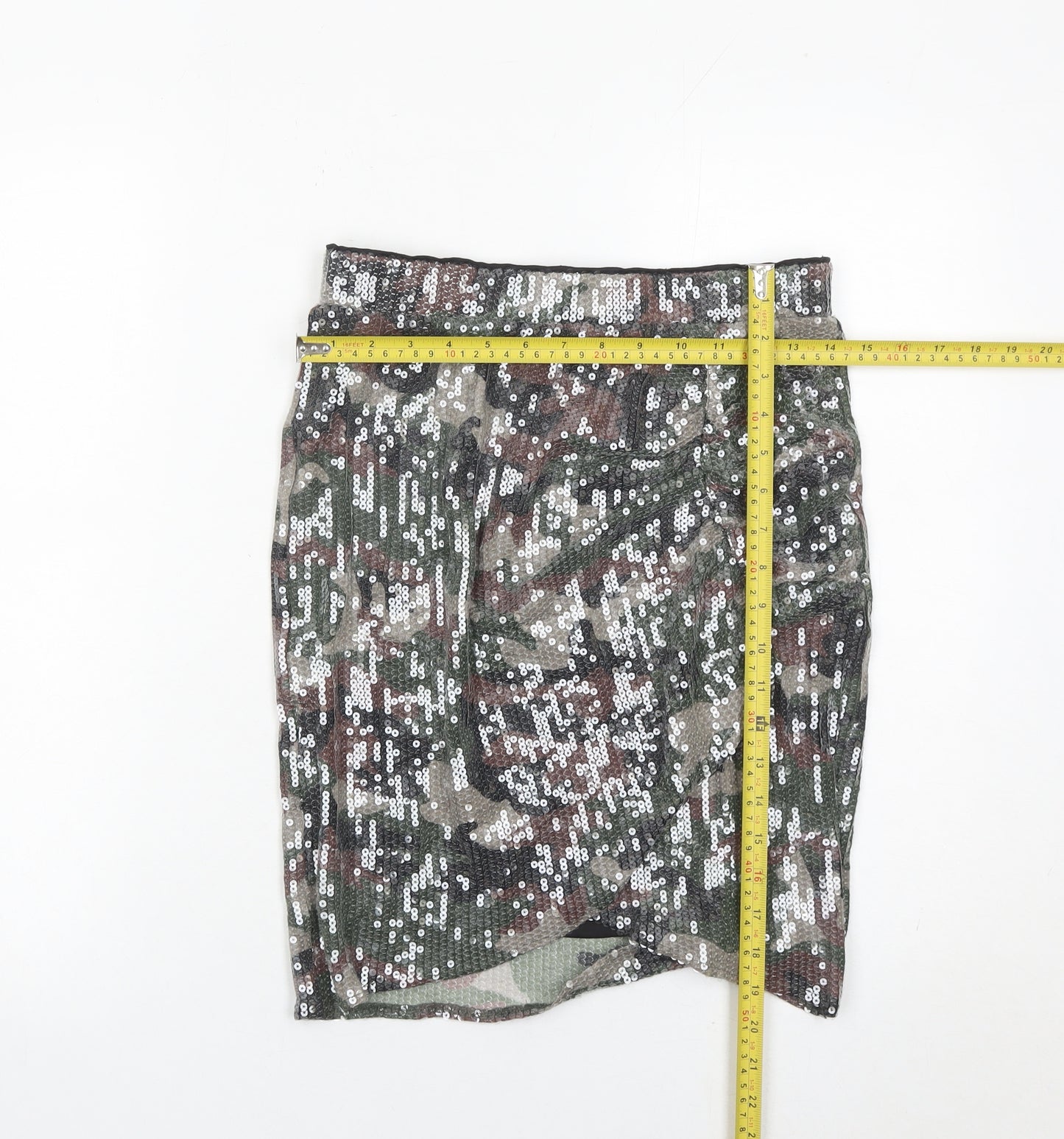 Hush Women’s Camouflage Sequin Pencil Skirt Size 10 Multicoloured Party
