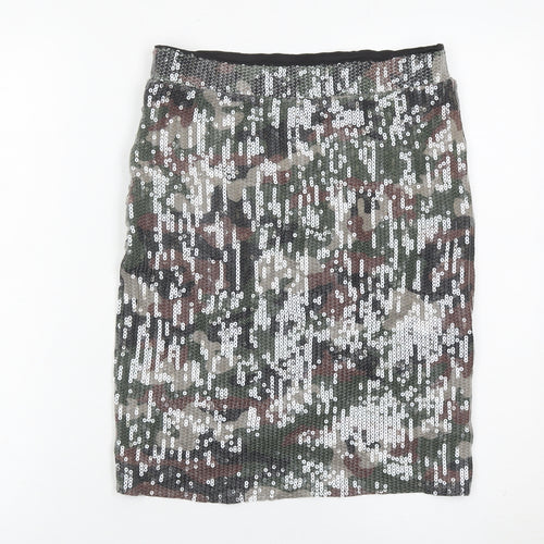 Hush Women’s Camouflage Sequin Pencil Skirt Size 10 Multicoloured Party